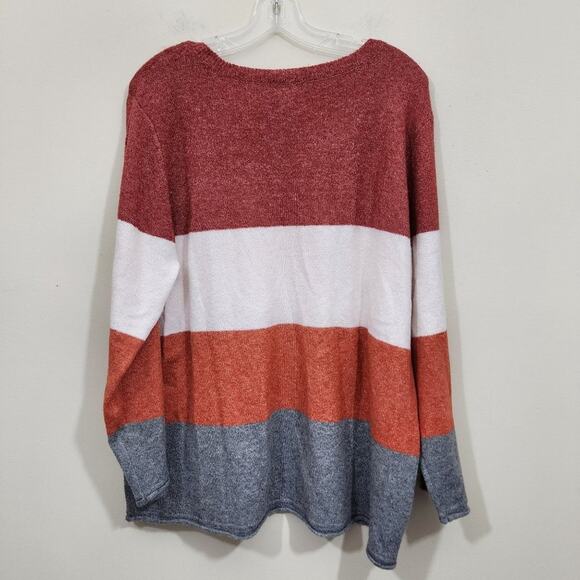 Lou & Grey super soft lightweight fall colors striped sweater woman's size 3XL - Picture 4 of 10